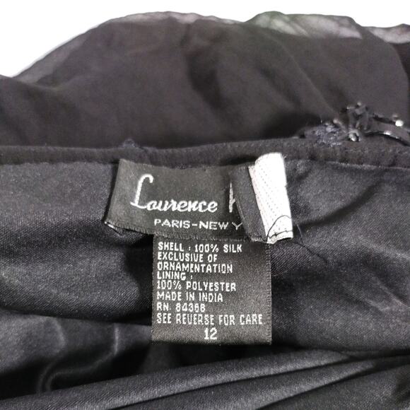 Lawrence Paris Silk Shell Beaded Eveningwear Gown Long Dress Size 12 Black - Picture 6 of 9